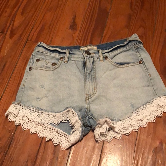 Free People Pants - Free People lace bottom jean shorts SZ 25